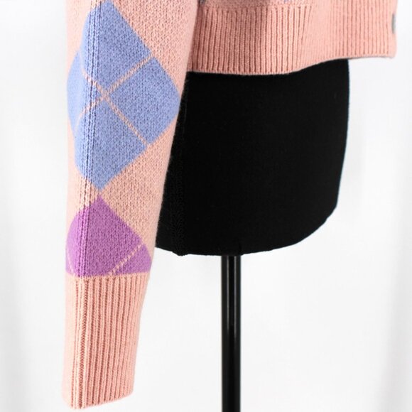 Hill House Home Argyle Breakfast Cardigan Sequin Embellished Sweater Pink S NEW - Picture 3 of 8